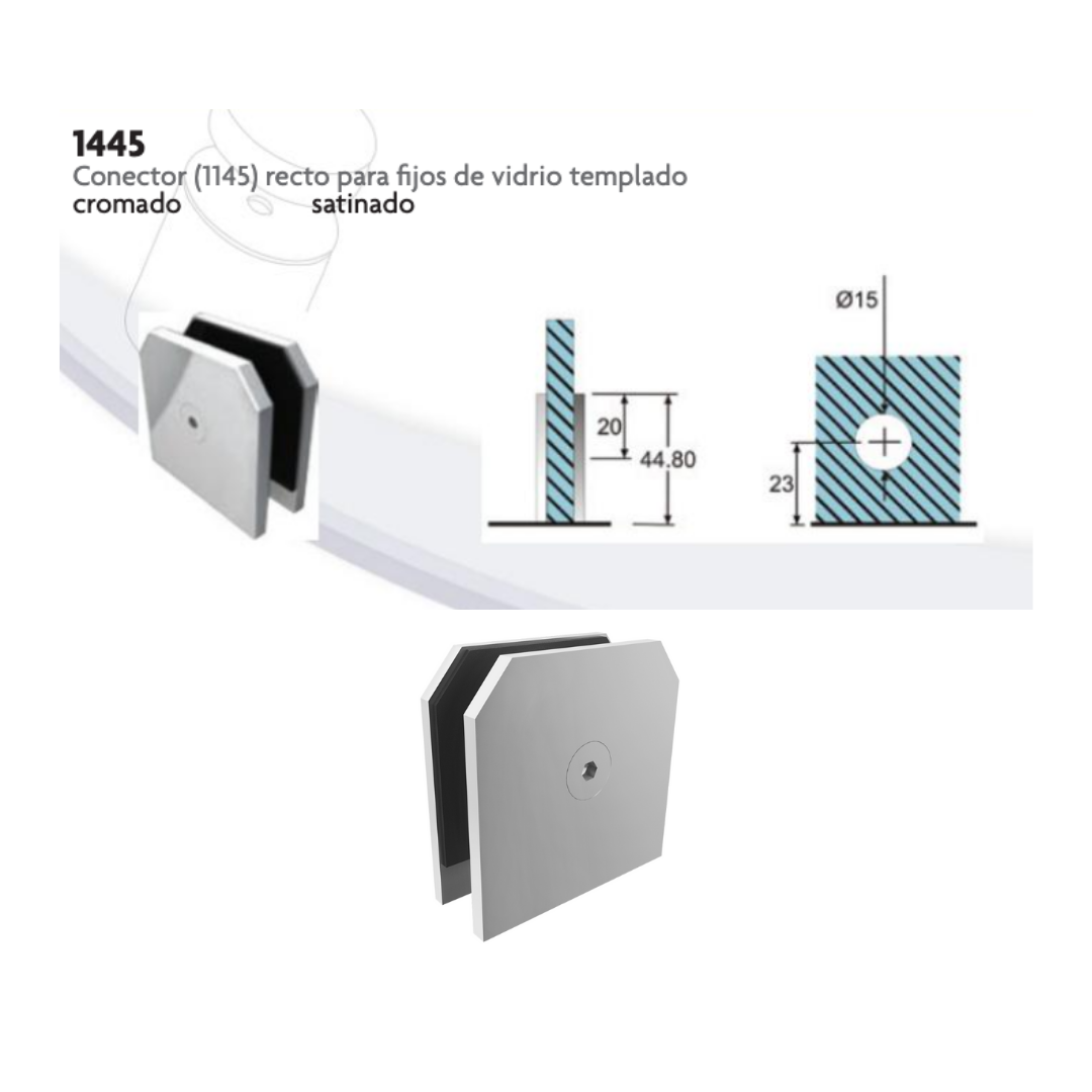 Conector Recto para Fijos de Vidrio Templado de 8 a 12mm herralum