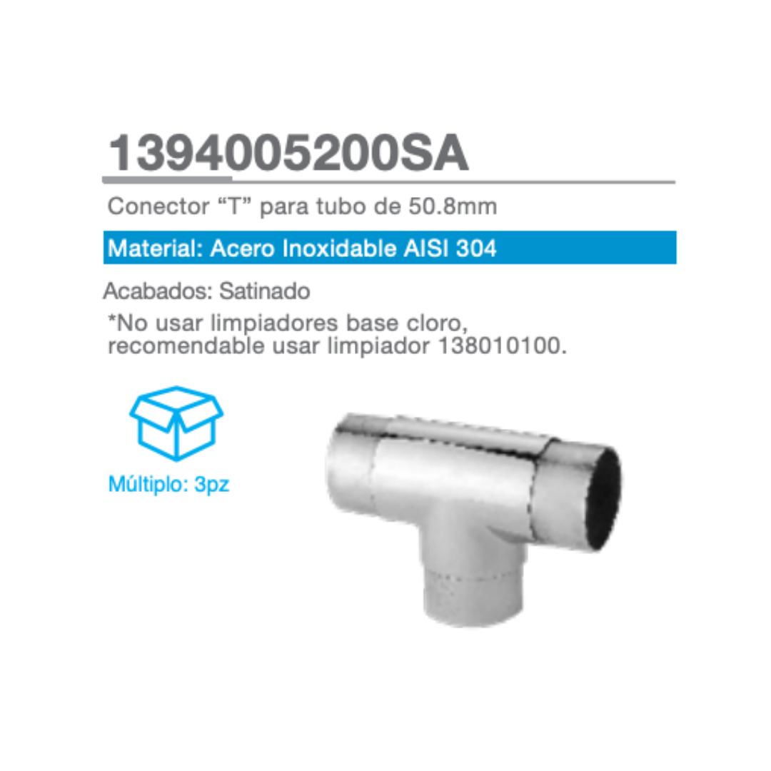 Conector T para tubo de 50.8mm herralum