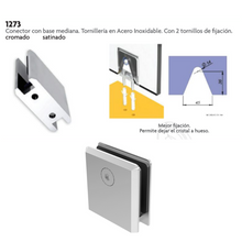 Conector con Base Mediana Muro a Vidrio de 6 a 10mm