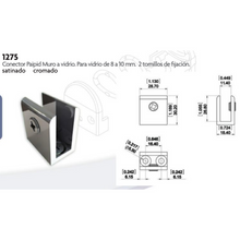 Conector corto Paipid Muro a Vidrio de 8 a 10mm