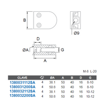 Conector Grapa De Tubo a Vidrio Base Curva herralum