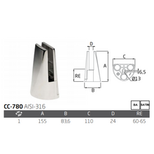 Conector Pinza para Barandal de Cristal de Espesor 12-17.52mm herralum
