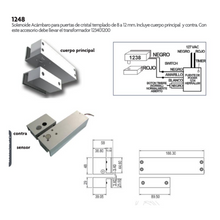 Solenoid or Electric Plate for Tempered Glass Doors SKU 1248