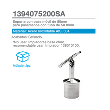 Support With 80mm Mobile Base For Handrail 2" (50.8mm) Tube SKU 1394075200 Herralum