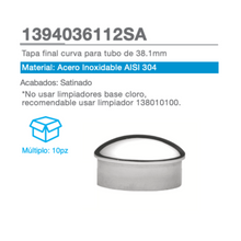 Curved End Cap For 38.1mm Tube SKU 1394036112SA