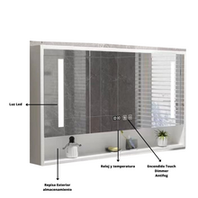 Botiquín Premium San Carlos 90x70x13 Sin o Con 3 Tonos De Luz Led+ Dimmer + Antifog +Reloj + Temperatura