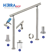 Stainless Steel Handrail with Mobile Support for Installation from 90° to 45° in Both Directions Herralum