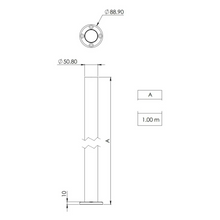 Railing Post of .90cm and 1m Height Cal 18 of 2 inches with Preparation for Handrail SKU 2305 Herralum 
