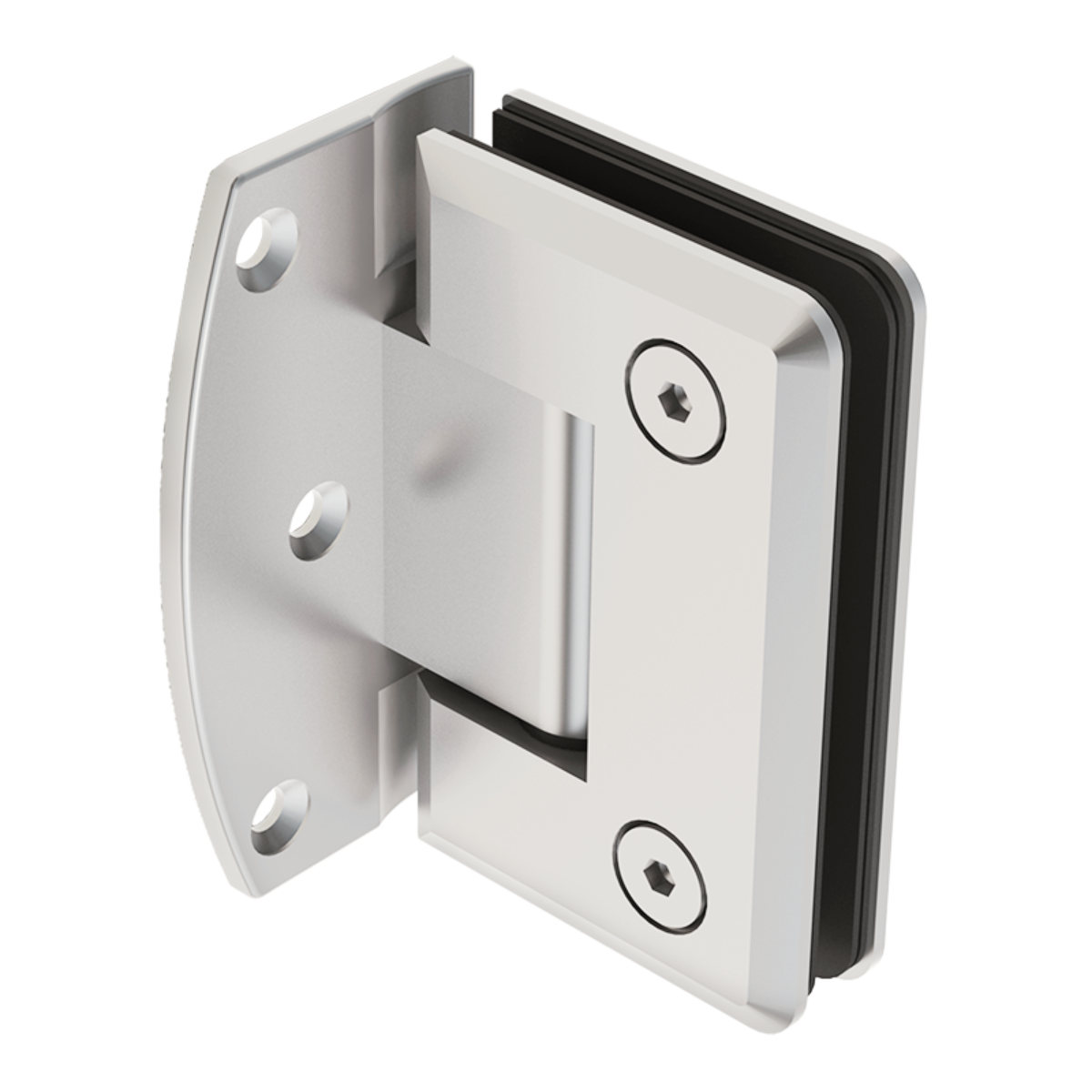 Bisagra descentrada Muro a Vidrio con Apertura de 180º Para Puertas de Cristal Templado Herralum