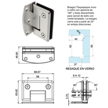 Off-center Glass Wall Hinge with 180º Opening for Tempered Glass Doors SKU 1033DES Herralum
