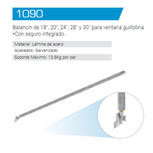 18”, 20”, 24”, 28” and 30” rocker for Guillotine Window SKU 1090 Herralum