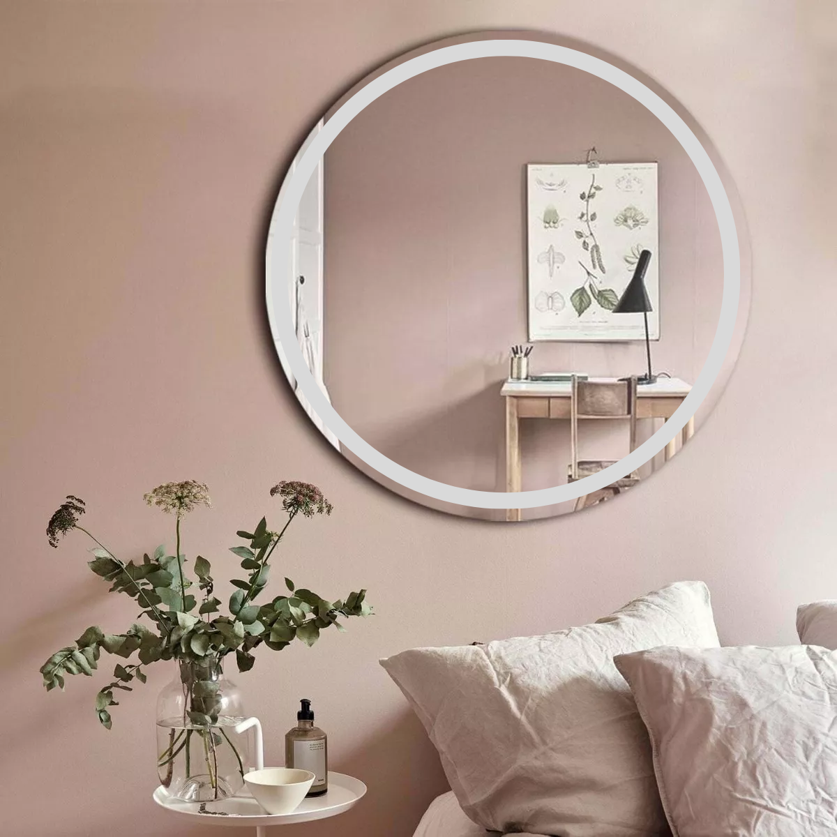 Espejo circular 60 cm con marco esmerilada herrashop