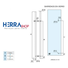 Handle H 1.50m With Stainless Steel Sheet SKU 1128