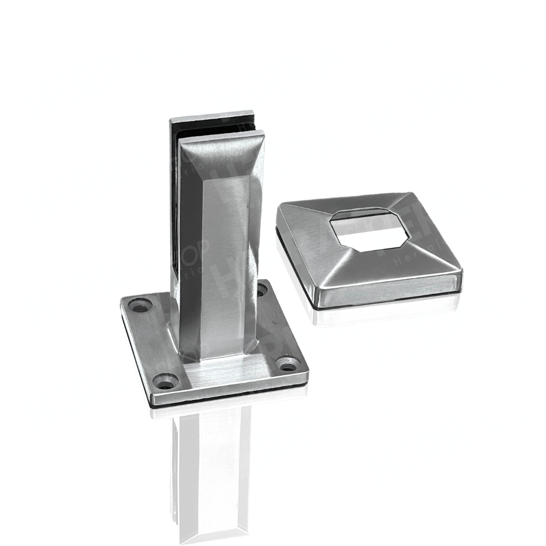 16 cm high Rectangular Minipost For Tempered Glass Railing from 8 to 13mm SKU 1366003 Herralum