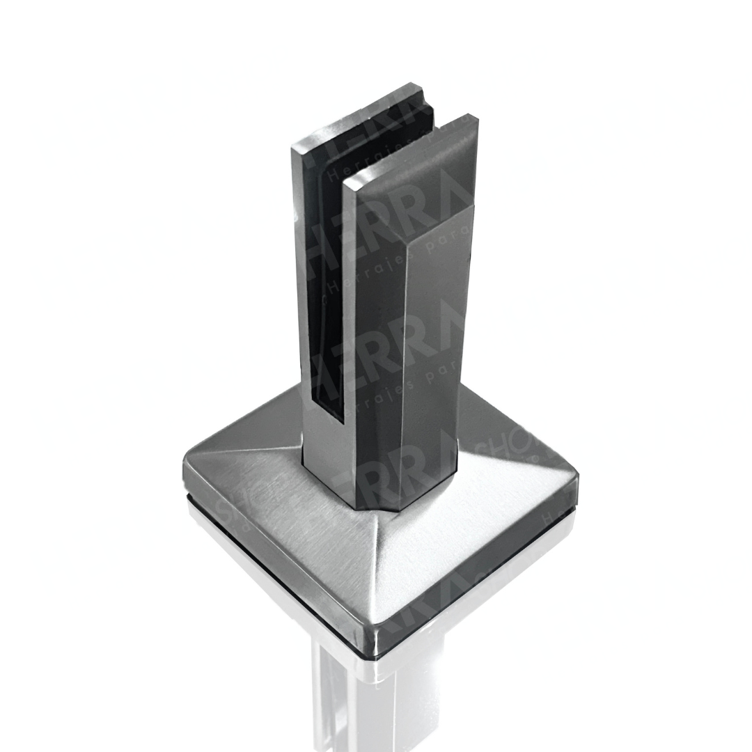 16 cm high Rectangular Minipost For Tempered Glass Railing from 8 to 13mm SKU 1366003 Herralum