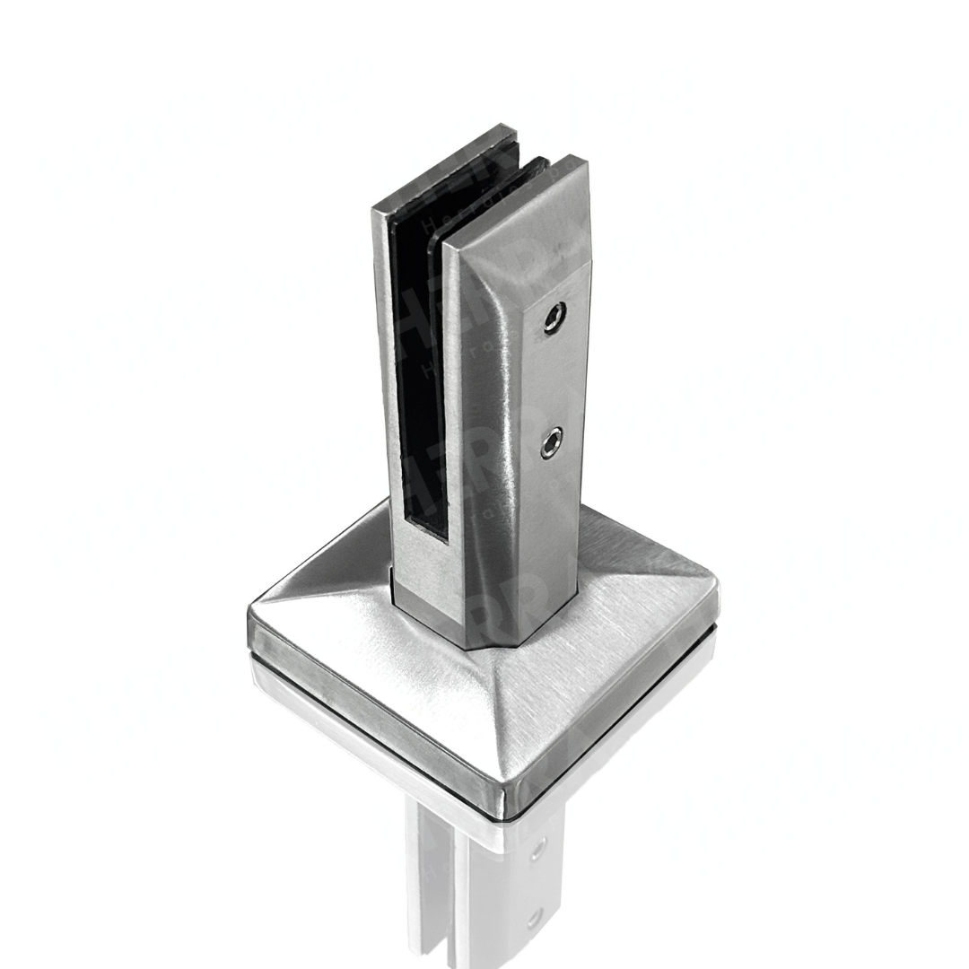 16 cm high Rectangular Minipost For Tempered Glass Railing from 8 to 13mm SKU 1366003 Herralum