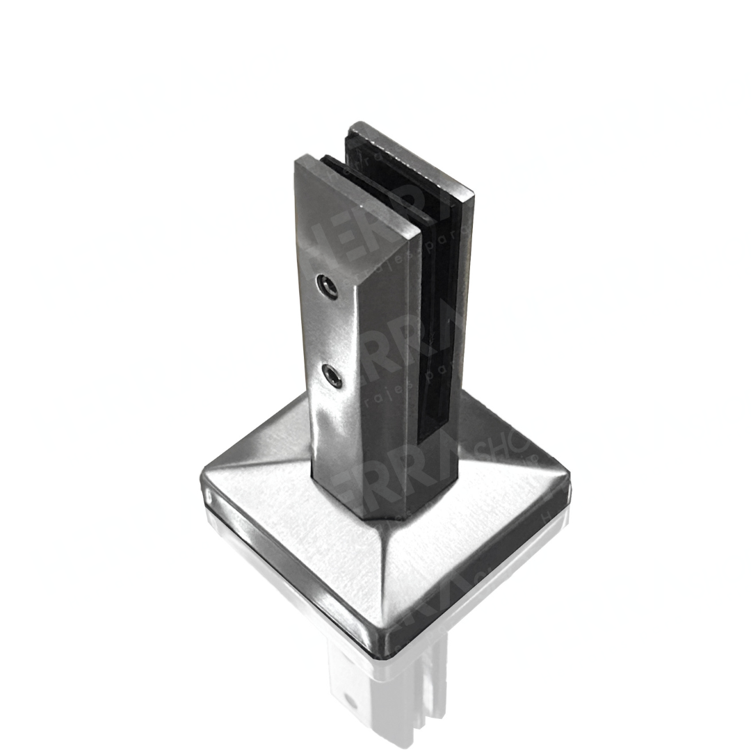16 cm high Rectangular Minipost For Tempered Glass Railing from 8 to 13mm SKU 1366003 Herralum