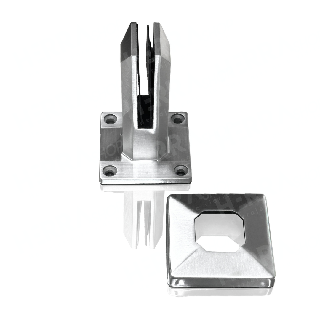 16 cm high Rectangular Minipost For Tempered Glass Railing from 8 to 13mm SKU 1366003 Herralum