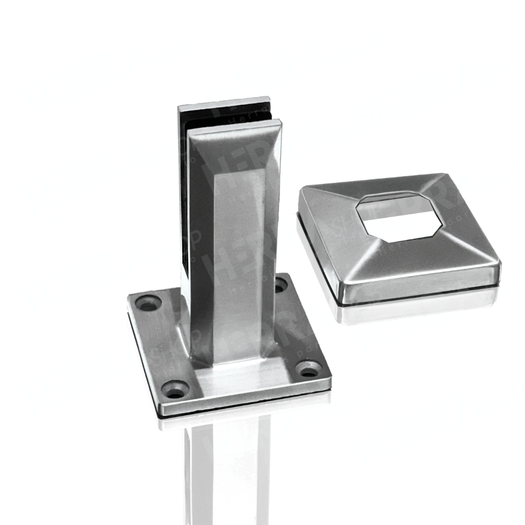 16 cm high Rectangular Minipost For Tempered Glass Railing from 8 to 13mm SKU 1366003 Herralum