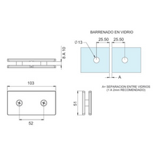 Conector Recto Vidrio a Vidrio a 180° ORO Herrashop