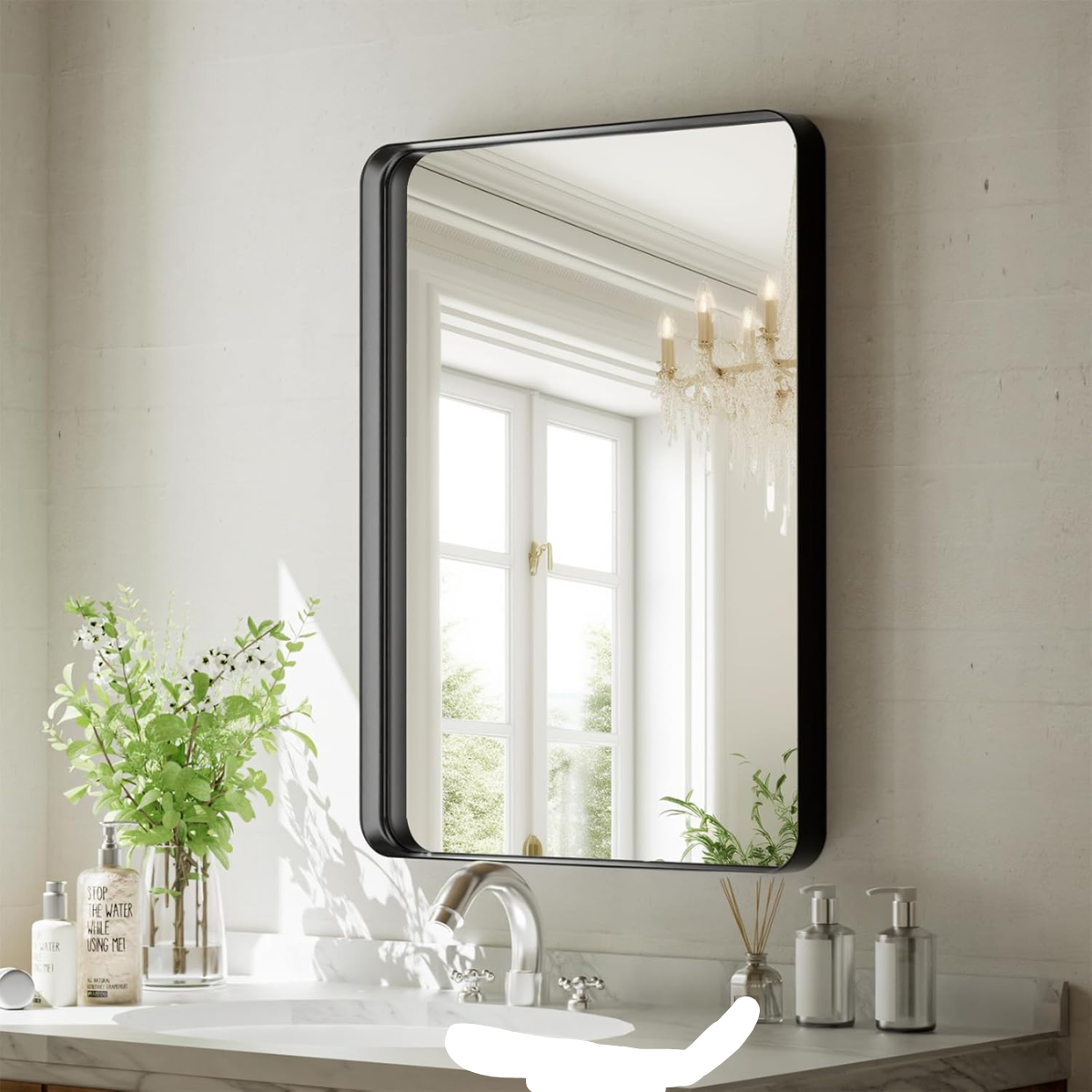 Espejo rectangular con marco aluminio en negro 60x80 cm herrashop