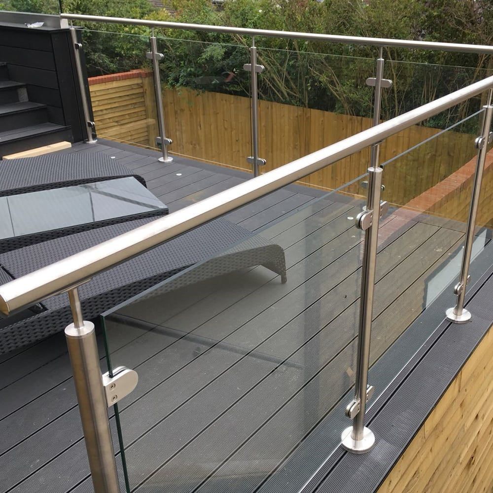 Prefabricated Post for Tempered Glass Railings with handrails