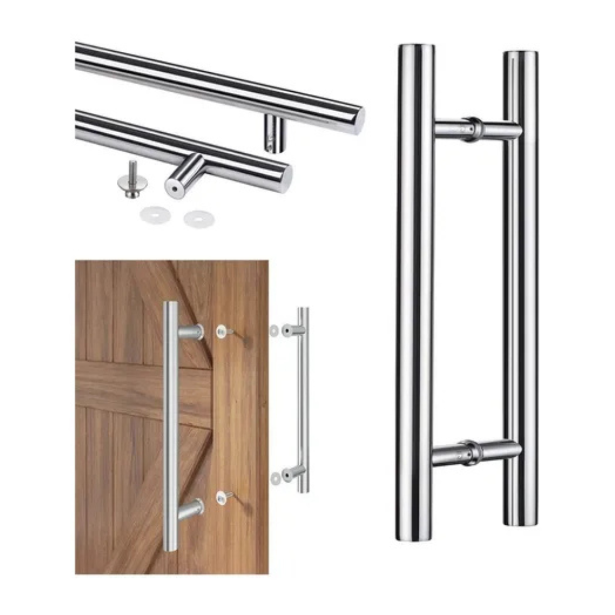 Jaladera tipo H para interior y exterior en tono cromado  Herralum
