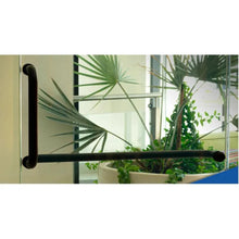 Glass bathroom door handle with towel rail measuring 15cm-45cm