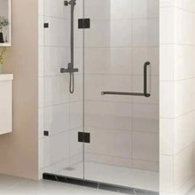 Glass bathroom door handle with towel rail measuring 15cm-45cm