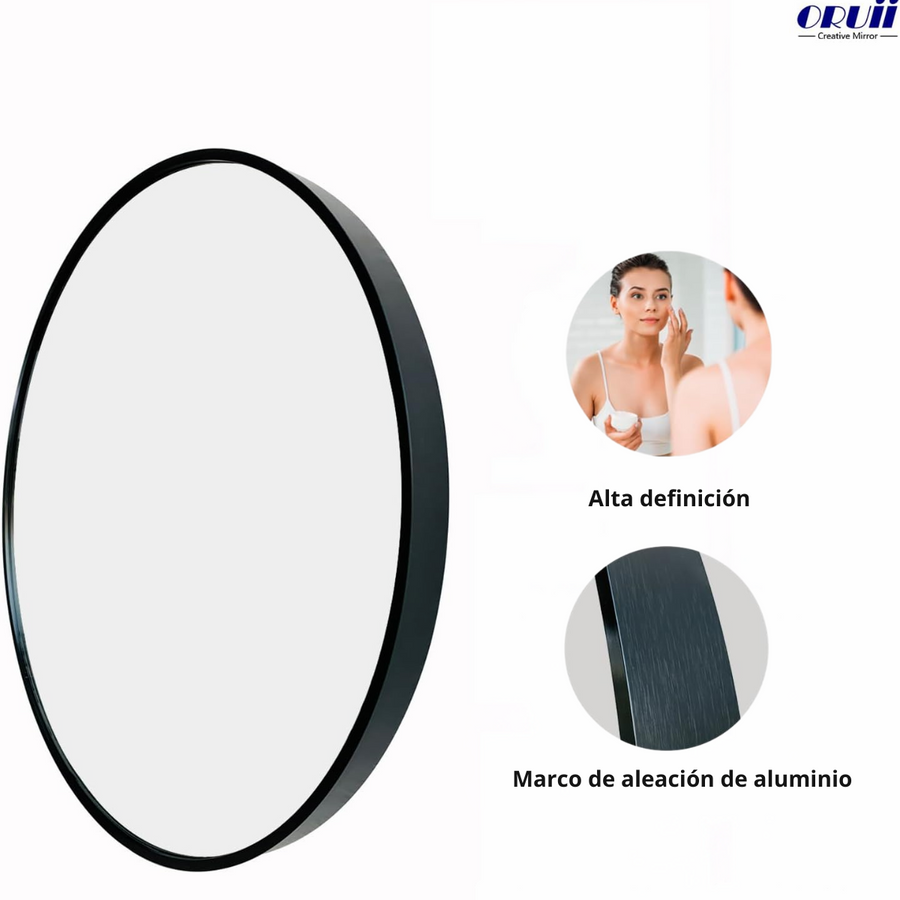 Elegant Decor Eternity - Espejo redondo de 39 pulgadas con marco de metal de mediados de siglo, color negro