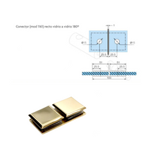 Conector Recto Vidrio a Vidrio a 180° ORO Herrashop