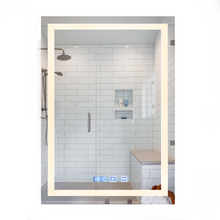 Luxury Rectangular Mirror 60x80 cm With 3 light tones + Anti-fog + Clock + Temperature