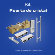 Kit Herralum para Puerta de Cristal, Incluye Kit Bisagra Hidráulica 1012 + Jaladera H 100 cm