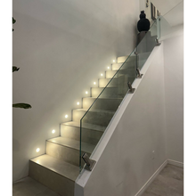 Miniposte Rectangular Satin de 16 cm de alto Para Barandal de Cristal Templado de 8 a 13mm Herralum