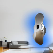 Espejo cuerpo completo con forma 2 tonos de luz azul y blanco 68x150 herrashop