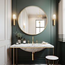 Espejo redondo con marco de aluminio en color oro herrashop