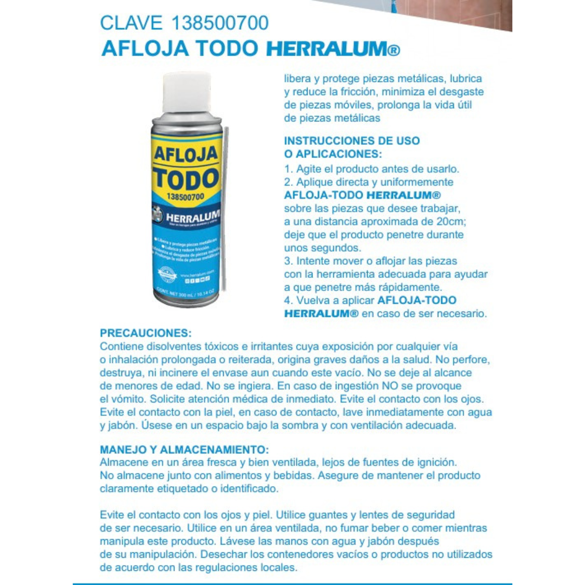 ACEITE LUBRICANTE AFLOJA TODO HERRALUM