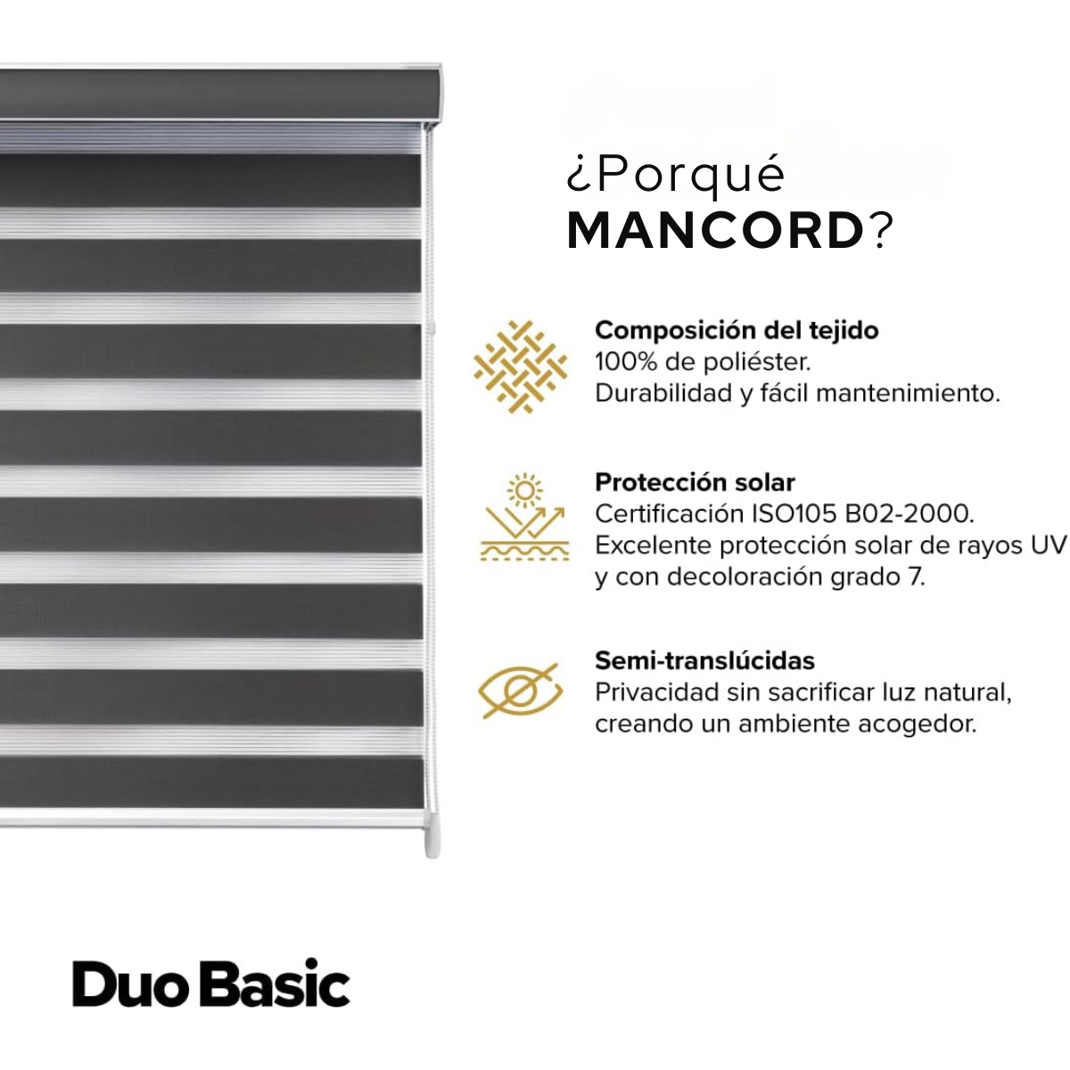 Persiana Sheer Elegant Duo Basic 130 x 150 cm Mancord