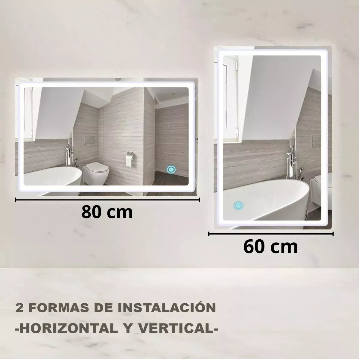 Rectangular Mirror With Luxury Led Light With Polished Edge 60x80 cm