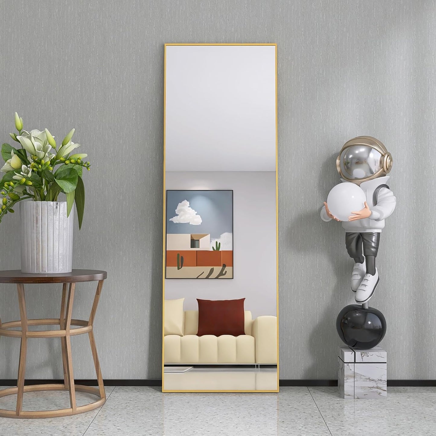 Espejo fullbody en forma rectangular con marco de aluminio 60x150 cm Herrashop