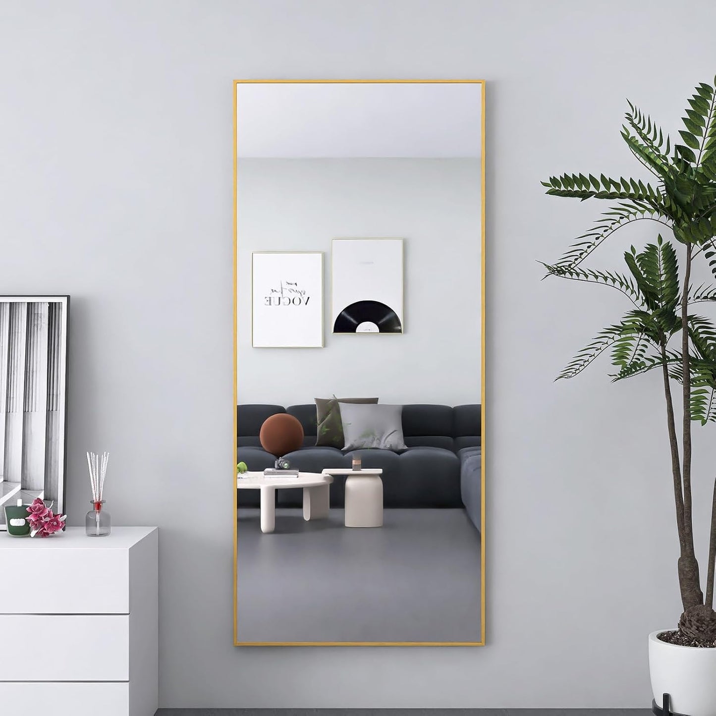 Espejo fullbody en forma rectangular con marco de aluminio 60x150 cm Herrashop