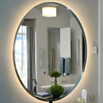 Oval mirror with bevel and rear LED lights 60x80 cm 