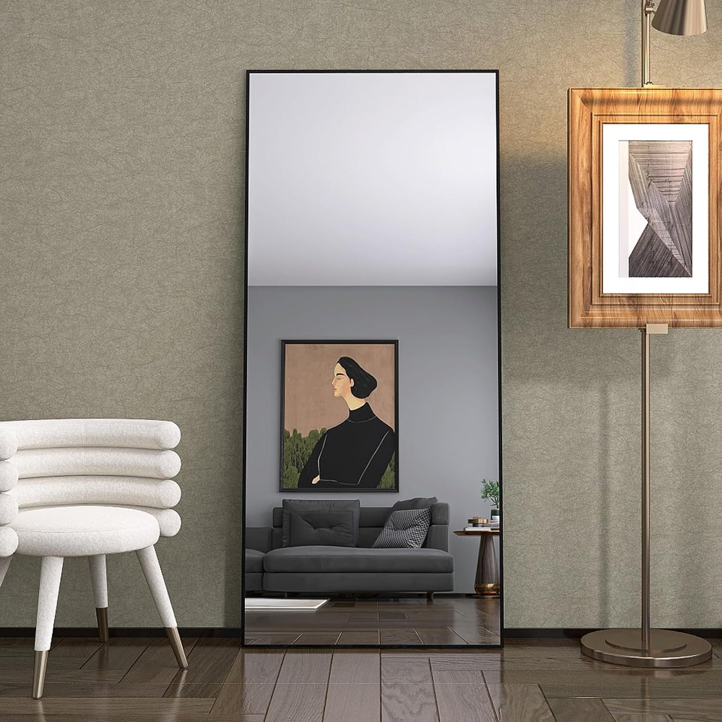 Espejo fullbody en forma rectangular con marco de aluminio 60x150 cm Herrashop