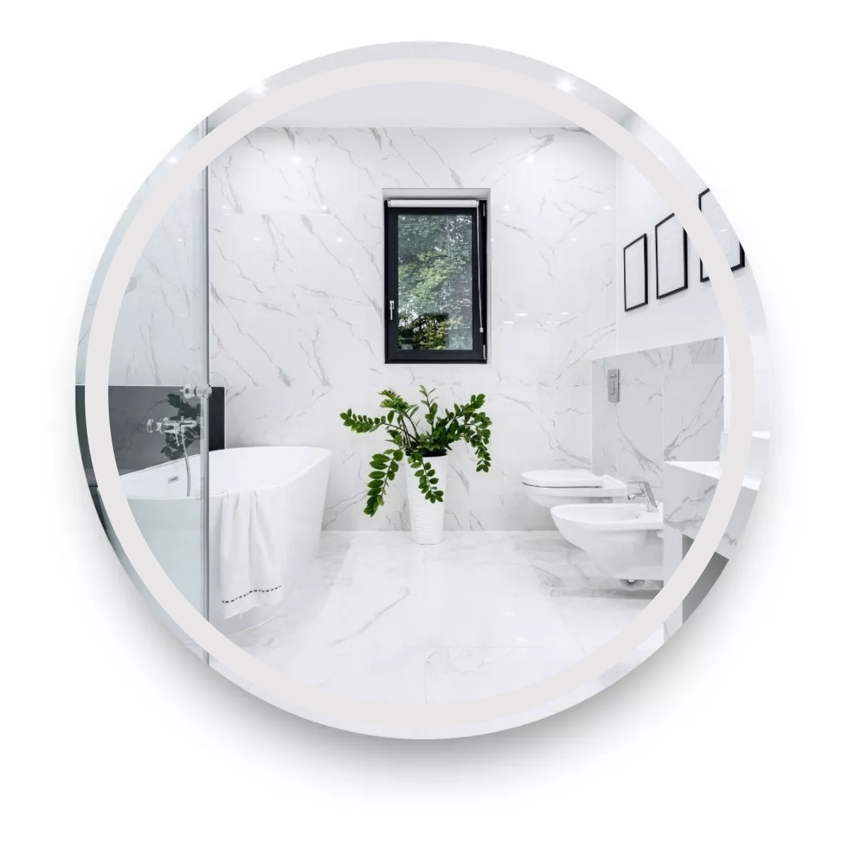 80 cm circular mirror with frosted border