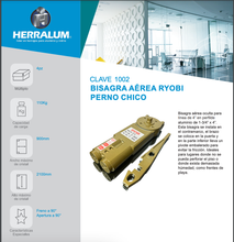 Hidden aerial hinge for 4” line in aluminum profile SKU 1002 Ryobi