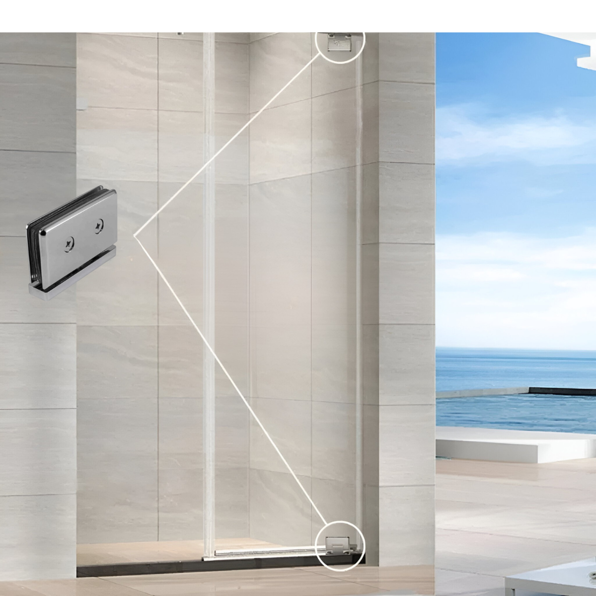 Bisagra Herraje Pivotante San Angel Para Puertas de Cristal Templado Herralum