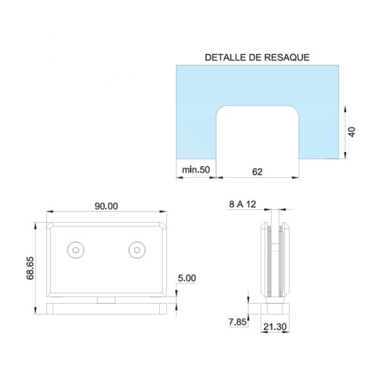Bisagra Herraje Pivotante San Angel Para Puertas de Cristal Templado Herralum