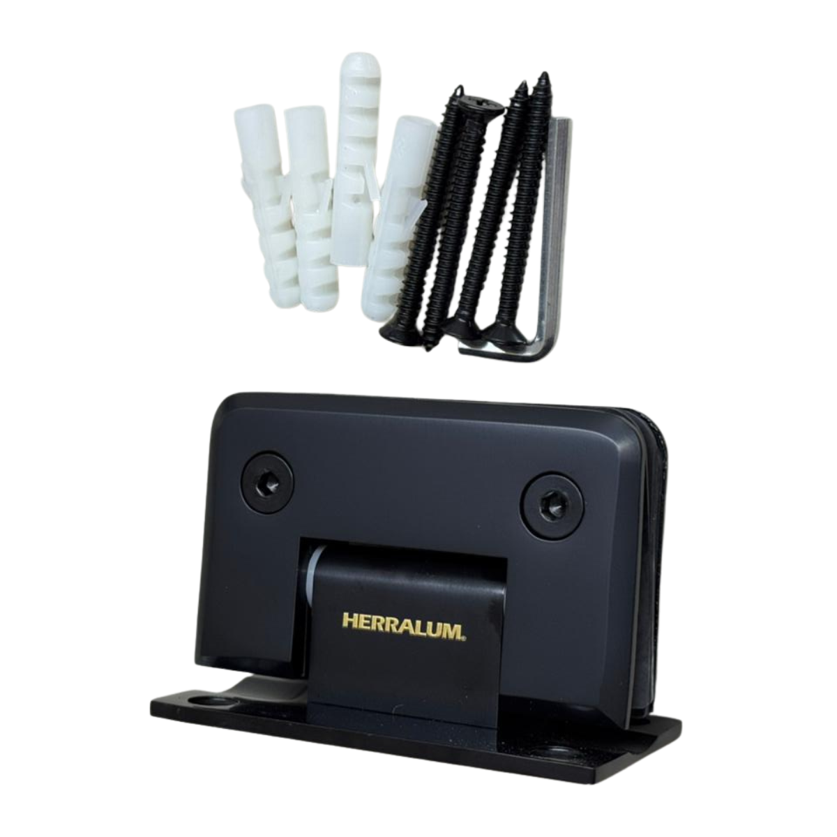 Bisagra Muro a VIdrio 180° Para Puertas de Cristal Templado Herralum