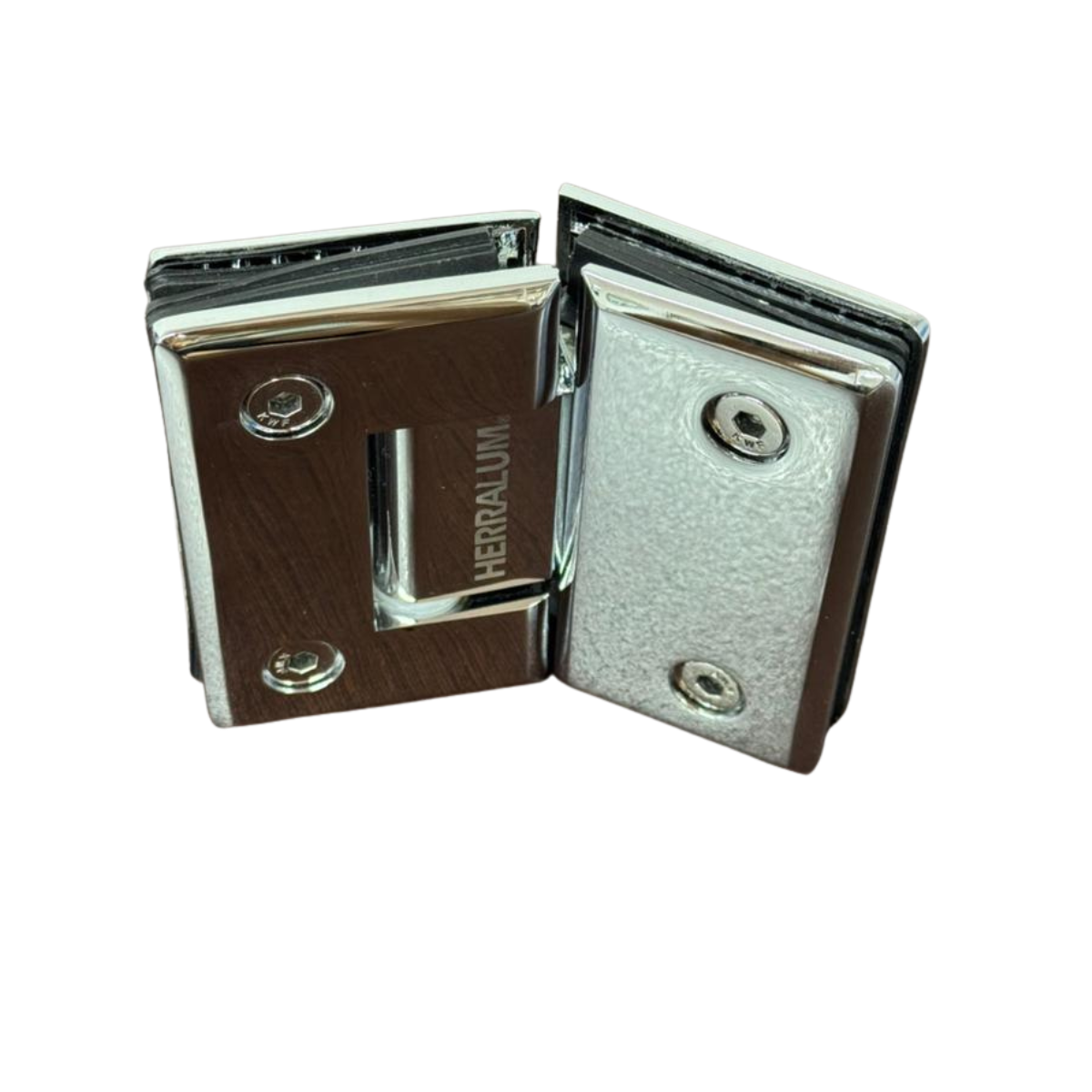 Bisagra Vidrio a Vidrio Para Angulo de 135º Para Puertas en Interior de Cristal Templado Herralum
