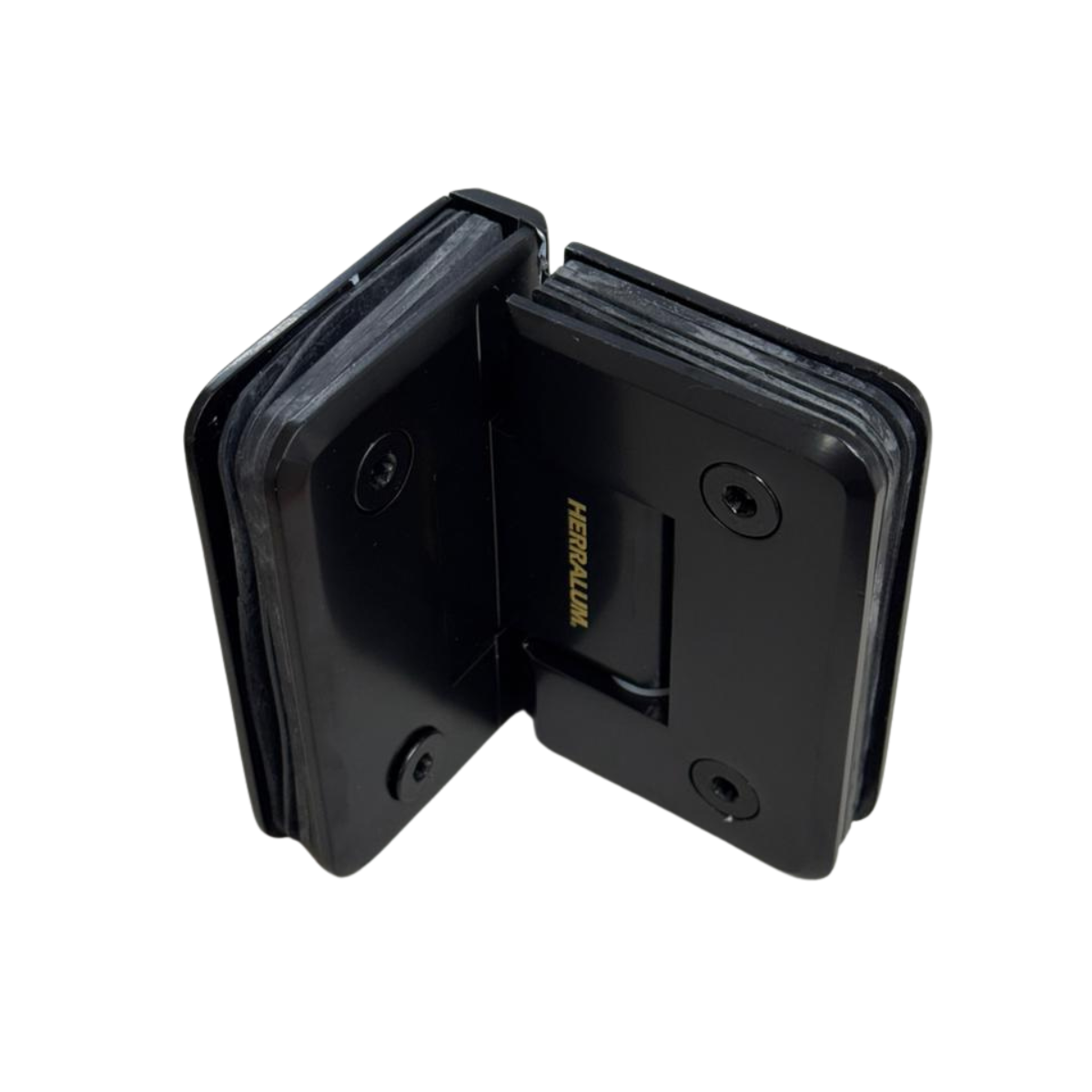 Bisagra Vidrio a Vidrio a 90º Para Puertas de Cristal Templado en Interior Herralum